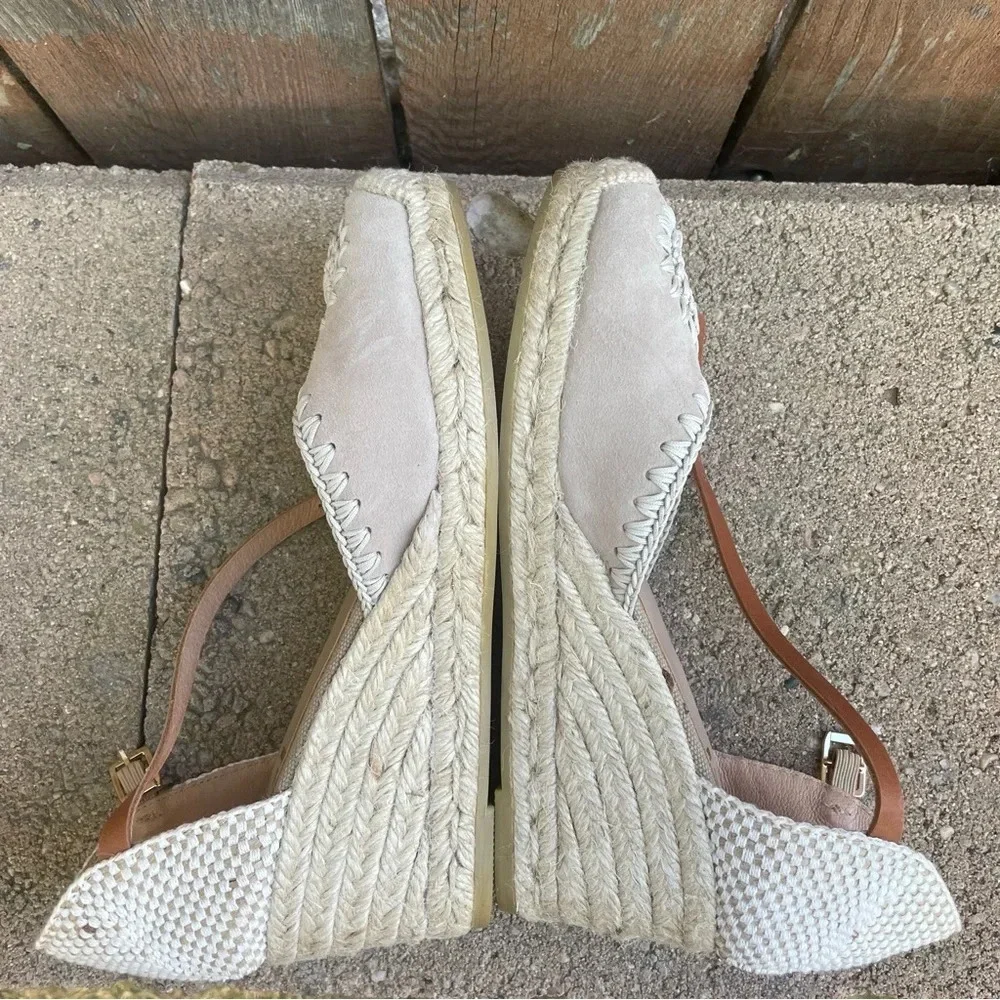 KANNA Women’s Cream Tan Espadrille Platform Wedge Heel Strap Shoe 39